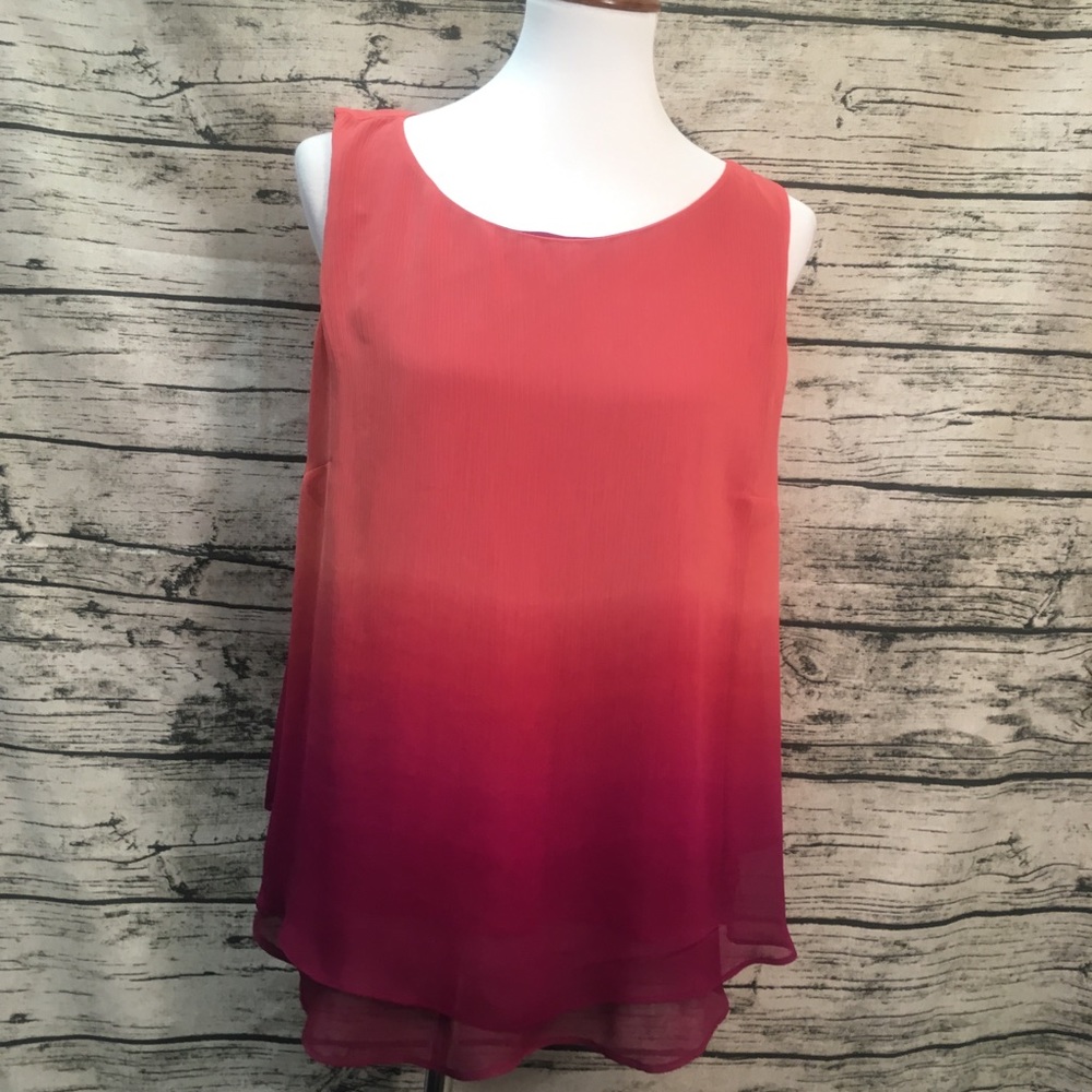 Worthington Ombre Red & Orange Sleeveless Top XL